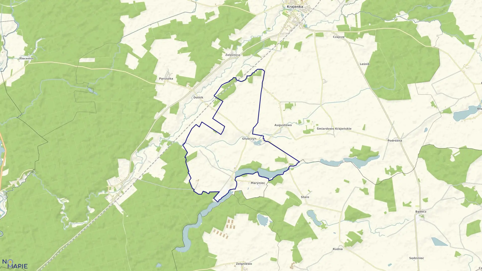 Mapa obrębu GŁUBCZYN w gminie Krajenka