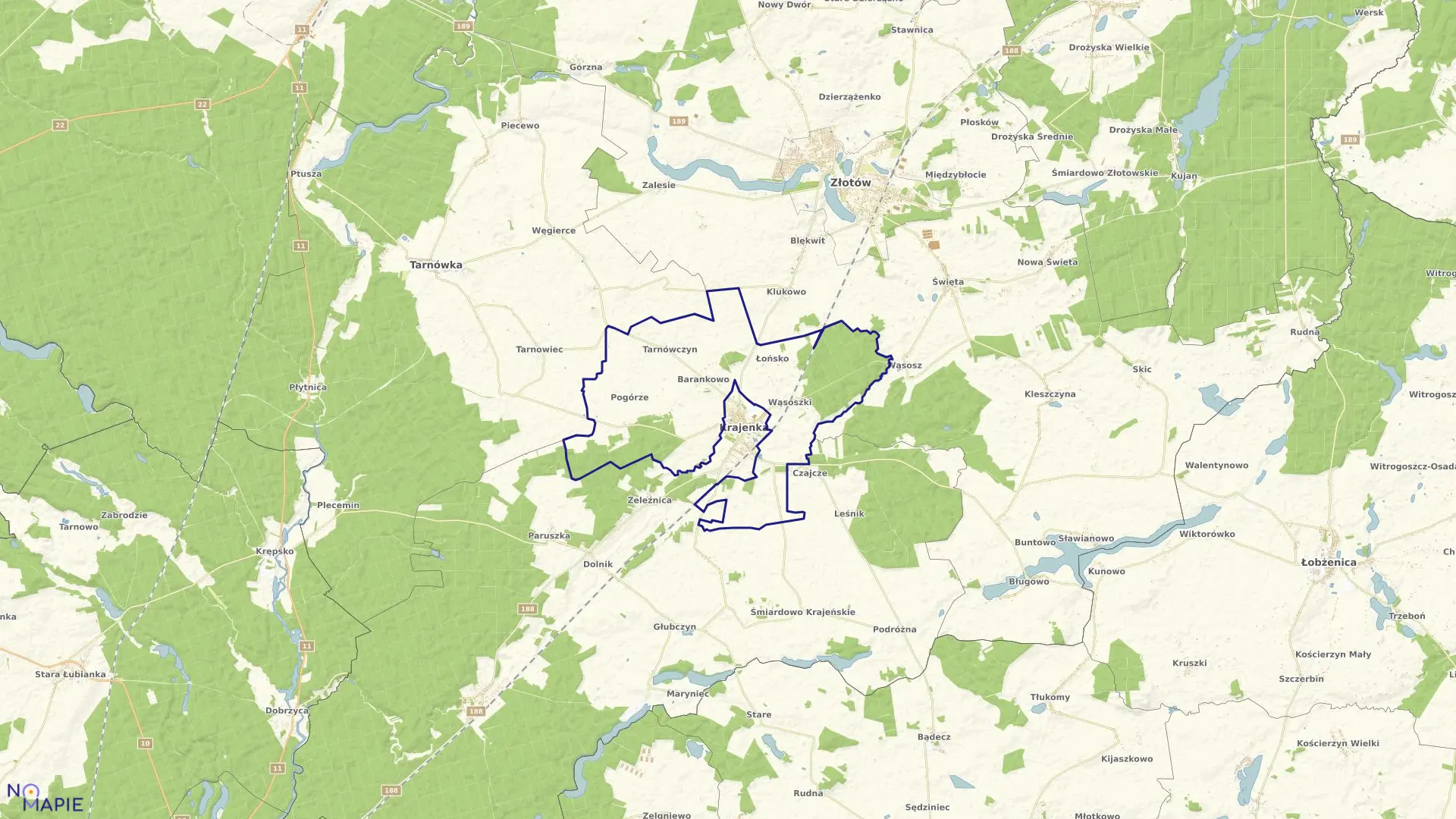 Mapa obrębu KRAJENKA w gminie Krajenka